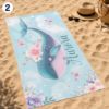 Picture of Personalized Whale Beach Towel for Kids, Custom Name Summer Towel, Cute Ocean Beach Blanket, Mermaid Whale Pool Towel for Girls Boys
