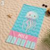 Picture of Personalized Kids Beach Towel, Custom Name Ocean Towel, Cute Sea Animal Towel for Kids, Whale Turtle Jellyfish Starfish Kid Beach Towel