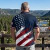 Picture of Custom Christian Patriotic Polo Shirt Personalized USA Flag Polo American Eagle Cross Shirt 1776 2026 Independence Day Polo 4th July Shirt