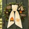 Picture of Personalized Embroidered Camping Wreath Sash, Happy Camper Door Hanger Bow, Campfire Monogram Sash, RV Camper Decor, Glamping Wreath Accent