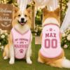 Picture of Custom Dog Wedding Jersey, Personalized Pet Shirt, My Humans Are Married Dog Outfit, Ring Bearer Dog Clothes, Wedding Pet Apparel Engagement