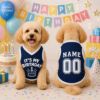 Picture of Custom Dog Birthday Jersey, Personalized Pet Birthday Shirt, It's My Birthday Dog Outfit, Name Number Pet Clothing, Birthday Pet Shirt