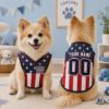 Picture of Personalized USA Flag Patriotic Pet Jersey, Custom USA Dog Shirt, 4th of July Pet Clothing, Name Number Dog Outfit, American Flag Cat Shirt