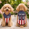 Picture of Personalized USA Flag Patriotic Pet Jersey, Custom USA Dog Shirt, 4th of July Pet Clothing, Name Number Dog Outfit, American Flag Cat Shirt