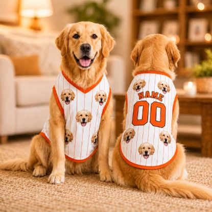 Picture of Custom Funny Pet Face Dog Shirt, Personalized Pet Jersey With Photo, Name Number Dog Cat Clothes, Personalized Funny Outfit For Cat Dog