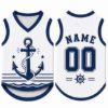 Picture of Custom Nautical Dog Shirt, Personalized Anchor Pet Jersey, Custom Name Number Dog Clothes, Navy Marine Dog Outfit, Coastal Pet Clothing