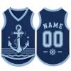 Picture of Custom Nautical Dog Shirt, Personalized Anchor Pet Jersey, Custom Name Number Dog Clothes, Navy Marine Dog Outfit, Coastal Pet Clothing