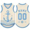 Picture of Custom Nautical Dog Shirt, Personalized Anchor Pet Jersey, Custom Name Number Dog Clothes, Navy Marine Dog Outfit, Coastal Pet Clothing