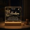 Picture of Personalized Baptism Night Light for Boys, Custom Acrylic LED Lamp with Name & Baptism Date, Christian Nursery Decor, Baby Baptism Gift