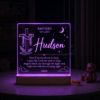 Picture of Personalized Baptism Night Light for Boys, Custom Acrylic LED Lamp with Name & Baptism Date, Christian Nursery Decor, Baby Baptism Gift