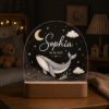 Picture of Personalized Whale Night Light, Custom Name Ocean Nursery Lamp, Baby Whale LED Acrylic Light, Under the Sea Nursery Decor, Baby Shower Gift