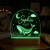 Picture of Personalized Whale Night Light, Custom Name Ocean Nursery Lamp, Baby Whale LED Acrylic Light, Under the Sea Nursery Decor, Baby Shower Gift