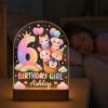 Picture of Personalized  Birthday Girl Night Light, Custom Name LED Lamp, Cute Animal Birthday Decor, 6 Year Old Girl Gift, Kids Bedroom Night Light