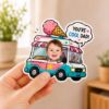 Picture of Personalized Car Kids Photo Fridge Magnet: Kids Face With Truck Frame Magnet, Fathers Day Gift For Dad, Grandpa, Papa Acrylic Magnet Decor