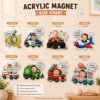 Picture of Personalized Car Kids Photo Fridge Magnet: Kids Face With Truck Frame Magnet, Fathers Day Gift For Dad, Grandpa, Papa Acrylic Magnet Decor
