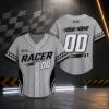 Picture of Custom Red Racing Jersey, Personalized Name Number Racer Shirt, Kids Race Car Birthday Outfit, Checkered Flag Motorsport Gift Boy Birthday