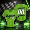 Picture of Custom Red Racing Jersey, Personalized Name Number Racer Shirt, Kids Race Car Birthday Outfit, Checkered Flag Motorsport Gift Boy Birthday