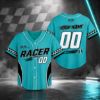 Picture of Custom Red Racing Jersey, Personalized Name Number Racer Shirt, Kids Race Car Birthday Outfit, Checkered Flag Motorsport Gift Boy Birthday