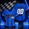 Picture of Custom Red Racing Jersey, Personalized Name Number Racer Shirt, Kids Race Car Birthday Outfit, Checkered Flag Motorsport Gift Boy Birthday