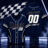 Picture of Custom Red Racing Jersey, Personalized Name Number Racer Shirt, Kids Race Car Birthday Outfit, Checkered Flag Motorsport Gift Boy Birthday