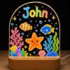 Picture of Personalized Ocean Night Light For Kids, Custom Name Acrylic LED Lamp, Sea Animal Nursery Decor, Cute Color Changing Bedroom Lamp Gift