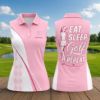 Picture of Personalized Women’s Golf Polo Shirt, Eat Sleep Golf Repeat Pink Golf Jersey, Custom Name Sleeve, Golfer Gift for Her, Golf Girl Polo Shirt