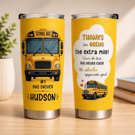 Picture of Personalized Bus Driver Tumbler 20oz, School Bus Driver Gift, Thank You Bus Driver Cup, Custom Name Tumbler, Appreciation Gift Mug Tumbler