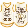 Picture of Ring Bearer Dog Shirt, Wedding Dog Outfit, Best Wishes Pet Jersey, Personalized Puppy Tuxedo, Custom Name Pet Wedding Apparel, Wedding Puppy