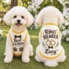 Picture of Ring Bearer Dog Shirt, Wedding Dog Outfit, Best Wishes Pet Jersey, Personalized Puppy Tuxedo, Custom Name Pet Wedding Apparel, Wedding Puppy