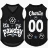 Picture of Custom Dog Jersey Shirt, Personalized Pet Outfit with Name Number, It’s My Pawday Puppy Shirt, Cute Dog Clothes, Pet Dog Cat Jersey Gift