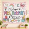 Picture of Personalized Teacher Classroom Tapestry, Custom Welcome to Classroom Wall Hanging, Pastel Teacher Decor, Back to School Classroom Banner