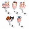 Picture of Custom Photo Badge Reel, Personalized Baby Face ID Holder, Pet Photo Badge Clip, Family Name Acrylic Badge Reel Gift, Custom Face Badge Reel