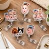 Picture of Custom Photo Badge Reel, Personalized Baby Face ID Holder, Pet Photo Badge Clip, Family Name Acrylic Badge Reel Gift, Custom Face Badge Reel