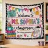 Picture of Personalized Teacher Classroom Banner, Custom Teacher Name Tapestry, Welcome Classroom Decor, Back to School Wall Hanging, Back to School