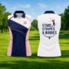 Picture of Personalized Stars Stripes & Birdies Women Golf Polo, Patriotic Women's Sleeveless Golf Shirt, Custom Name Golf Top, USA Golf Outfit