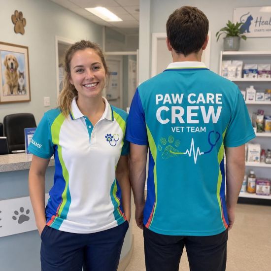 Picture of Personalized Paw Care Crew Vet Team Polo, Custom Veterinary Staff Shirt, Personalized Vet Clinic Uniform, Veterinary Nurse Polo Team Shirt