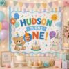 Picture of Custom First Birthday Banner, One-derful Birthday Backdrop, Personalized Baby Photo Banner, Pastel Rainbow 1st Birthday Party Decoration