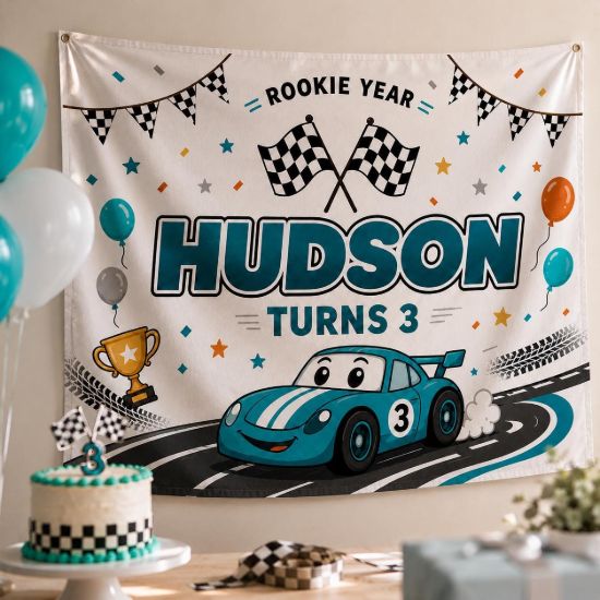 Picture of Personalized Wild One Birthday Backdrop, Safari 1st Birthday Banner, Custom Name Jungle Tapestry, Boho Animal Party Photo Booth Wall Decor