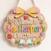Picture of Personalized Teacher Classroom Door Sign, Custom Welcome Sign, Back to School Decor, Teacher Gift, Wood Classroom Door Hanger Decor Class