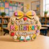 Picture of Personalized Teacher Classroom Door Sign, Custom Welcome Sign, Back to School Decor, Teacher Gift, Wood Classroom Door Hanger Decor Class