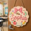 Picture of Custom Teacher Door Hanger Sign, Personalized Classroom Name, Back to School Classroom Decor, Teacher Appreciation Gift, Wooden School Sign