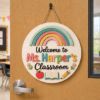 Picture of Personalized Rainbow Teacher Door Sign, Custom Classroom Name Sign, Rainbow Classroom Decor, Teacher Appreciation Back to School Door Hanger
