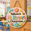 Picture of Personalized Bee Teacher Door Sign, Custom Classroom Welcome Sign, Floral Classroom Decor, Teacher Appreciation Gift, Back to School Hanger