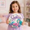Picture of Personalized Mermaid Name Sign, Custom Girls Room Door Hanger, Under The Sea Nursery Wall Decor, Ocean Theme Gift, Kids Round Wood Sign