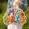 Picture of Personalized Teacher Door Sign, Custom Classroom Name Sign, Wooden Classroom Door Hanger, Teacher Appreciation Gift Decor, Back To School