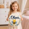 Picture of Personalized Bee Nursery Door Sign, Custom Wooden Name Sign for Kids Room, Floral Bee Wall Decor, Baby Girl Boy Bedroom Hanging Decor