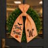 Picture of Personalized Halloween Wreath Sash Bow, Trick or Treat Wreath Bow, Custom Monogram Door Wreath Ribbon, Fall Porch Decor Halloween Gift