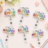 Picture of Personalized Teacher Badge Reel, Custom Name Badge Reel, Daisy Pencil Retractable ID Holder, Back To School Badge Reel, Gift for Teacher