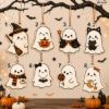 Picture of Cute Halloween Ghost Ornament, 2D Flat Ghost Tree Decor, Personalized Spooky Pumpkin Ornament, Halloween Party Decor, Fall Hanging Gift