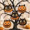 Picture of Halloween Cat Pumpkin Vintage  Wooden Ornament, 2D Flat Hanging Decoration, Black Cat Wood Sign, Rustic Halloween Tree Decor Gift Ornament